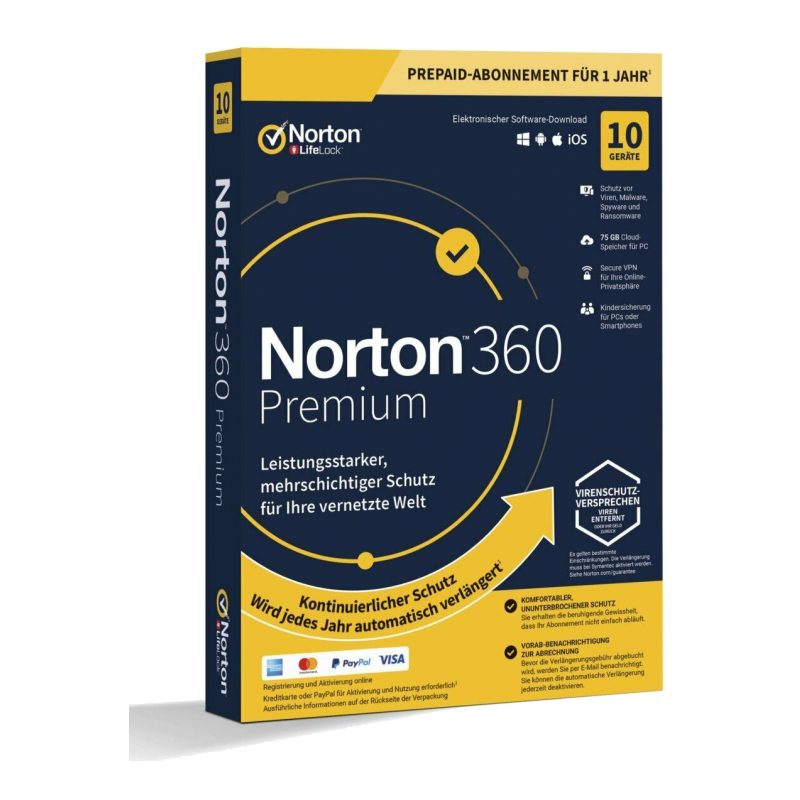 Norton 360 Premium: 10 devices, 1 year + 75 GB