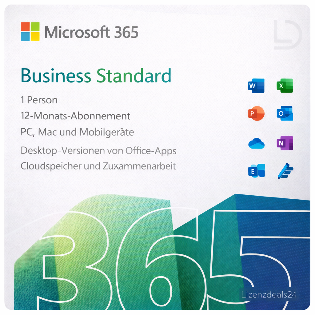 Microsoft 365 Business Standard | Cloud and desktop apps | 12-month subscription | Windows/Mac/Mobile