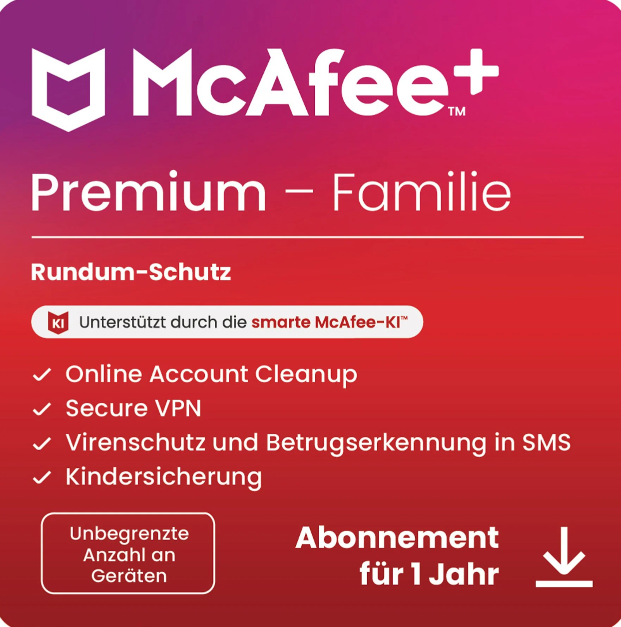McAfee+ Premium Family 2025 – Unlimited devices | 1-year subscription